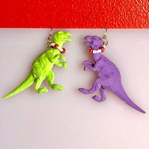 Recycled Toy Dino Earrings